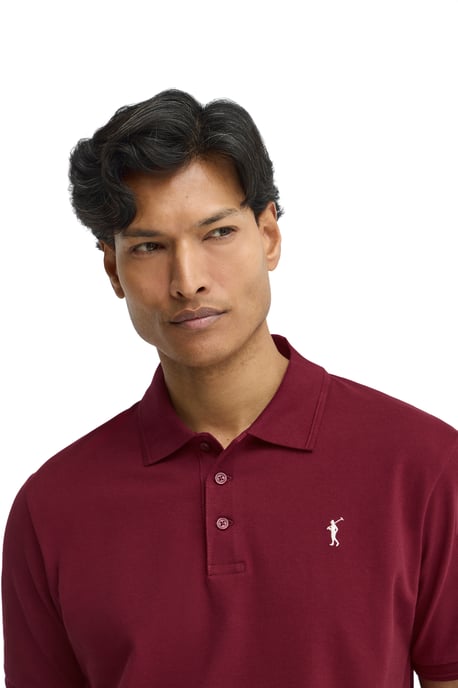 Kurzärmliges Poloshirt granatrot mit gesticktem Rigby Go Logo - Image 4