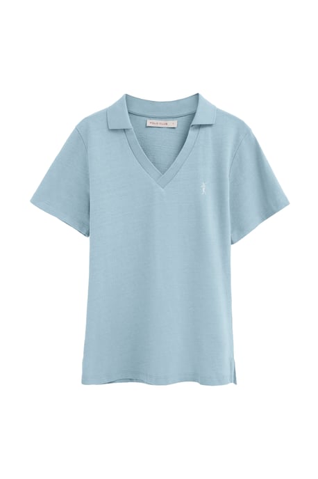 Cotolino-Poloshirt hellblau mit knopflosem Kragen und Rigby Go Stickerei - Image 1