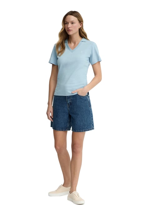 Cotolino-Poloshirt hellblau mit knopflosem Kragen und Rigby Go Stickerei - Image 3