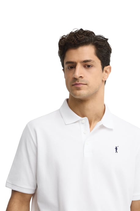 Kurzärmliges Poloshirt weiß mit gesticktem Rigby Go Logo - Image 4