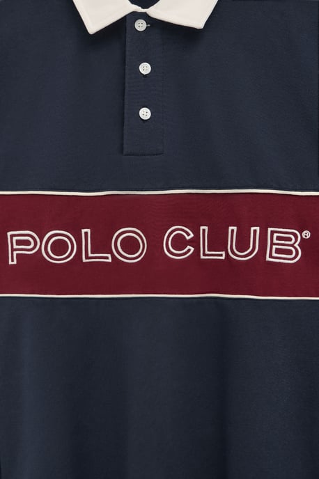 Rugby-Poloshirt marineblau mit Polo Club Stickerei - Image 3