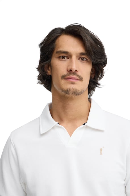 Poloshirt weiß aus mikrostrukturierter Baumwolle mit Rigby Go Stickerei - Image 4