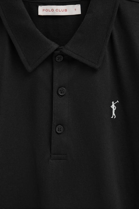 Poloshirt schwarz aus T-Shirt-Stoff mit Rigby Go Stickerei - Image 3
