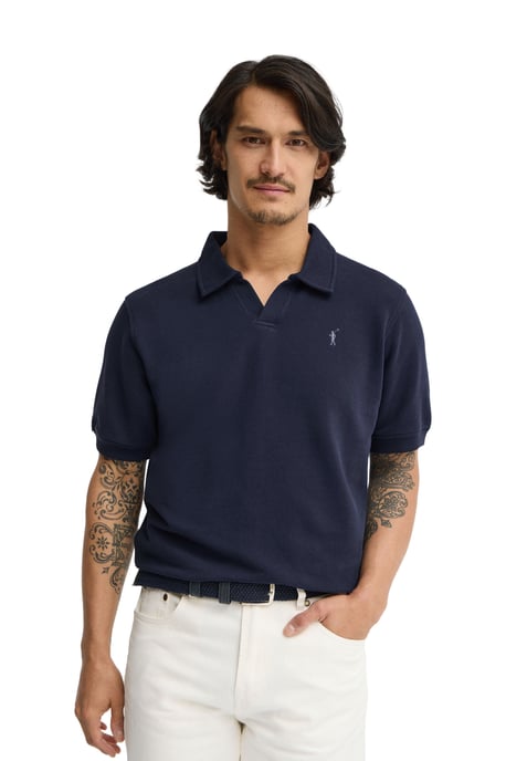 Poloshirt marineblau aus mikrostrukturierter Baumwolle mit Rigby Go Stickerei - Image 2