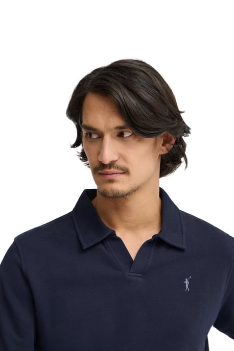 Poloshirt marineblau aus mikrostrukturierter Baumwolle mit Rigby Go Stickerei - Image 4