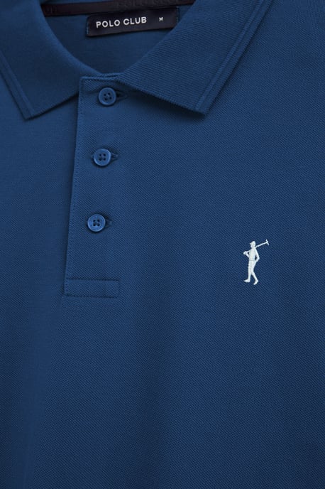 Kurzärmliges Poloshirt indigoblau mit gesticktem Rigby Go Logo - Image 3
