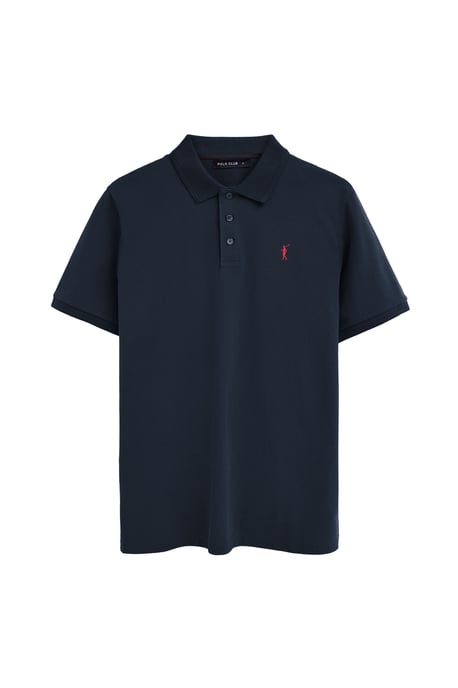 Kurzärmliges Poloshirt marineblau mit gesticktem Rigby Go Logo - Image 1