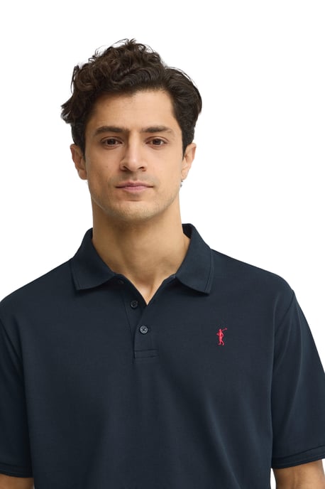 Kurzärmliges Poloshirt marineblau mit gesticktem Rigby Go Logo - Image 4
