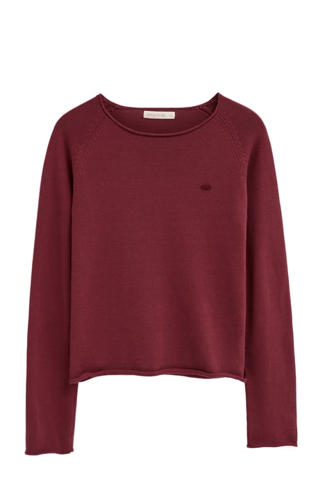 Pullover weinrot mit leicht gerollten Säumen und Polo Club Logo - Image 1