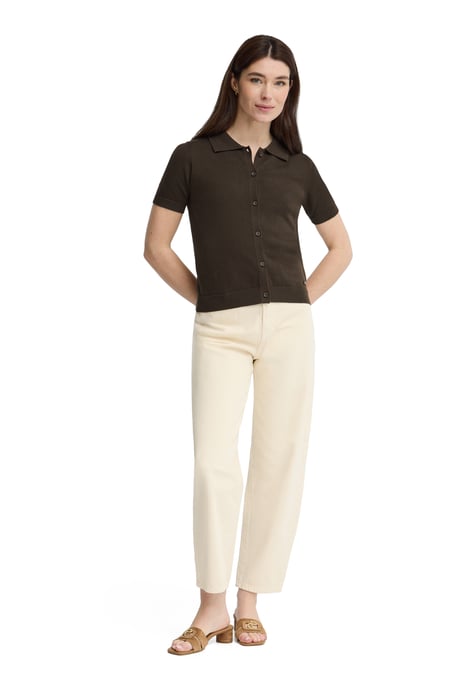 Kurzärmliger Cardigan in dunklem Schokobraun mit Polo Club Logo - Image 3