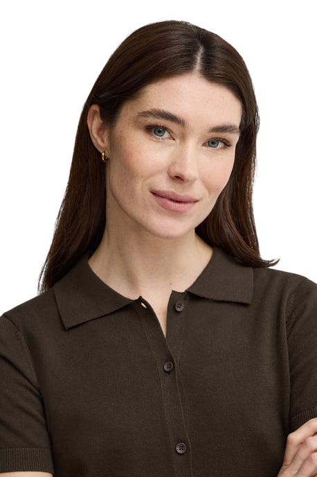 Kurzärmliger Cardigan in dunklem Schokobraun mit Polo Club Logo - Image 4