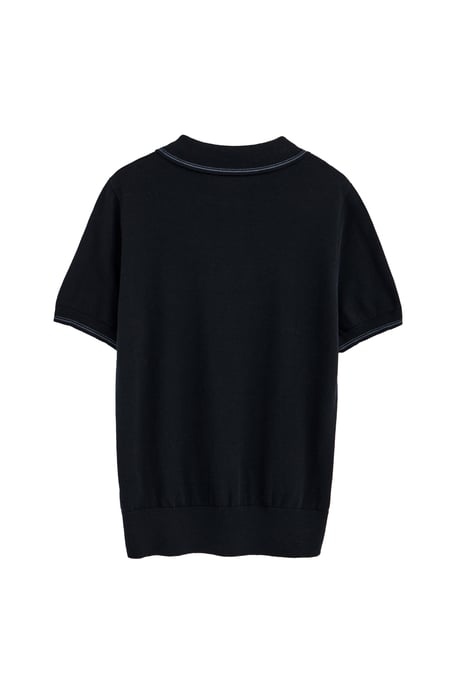 Kurzärmliger Pullover marineblau mit Polokragen und Rigby Go Stickerei - Image 2
