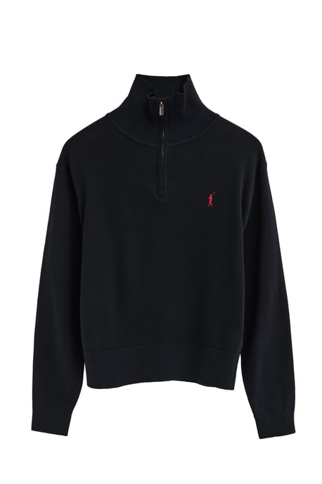 Pullover marineblau mit Zip-Kragen und Rigby Go Stickerei - Image 1