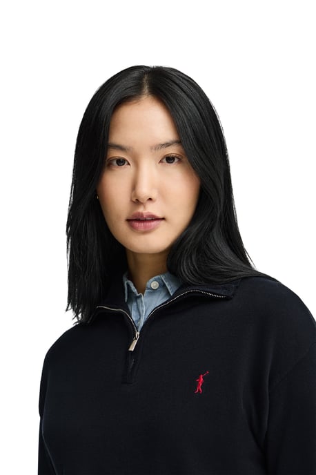 Pullover marineblau mit Zip-Kragen und Rigby Go Stickerei - Image 4