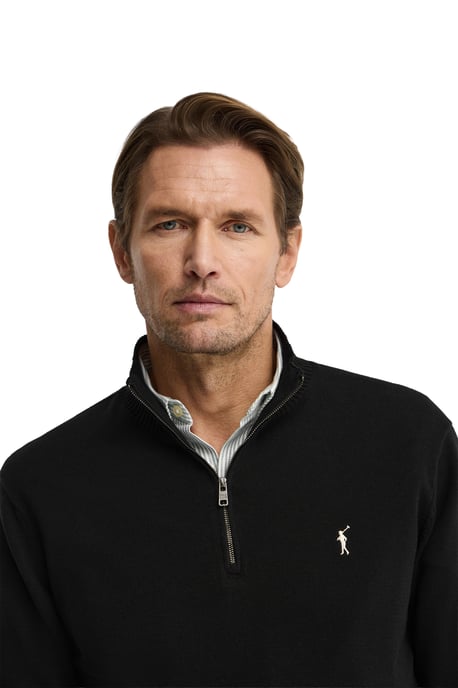 Pullover schwarz mit Zip-Kragen und Rigby Go Logo - Image 4