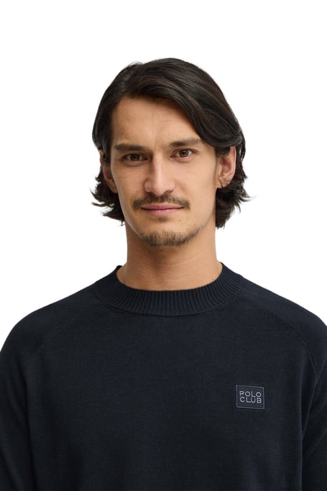 Cotolino-Pullover marineblau mit Raglanärmeln und Polo Club Logo - Image 3