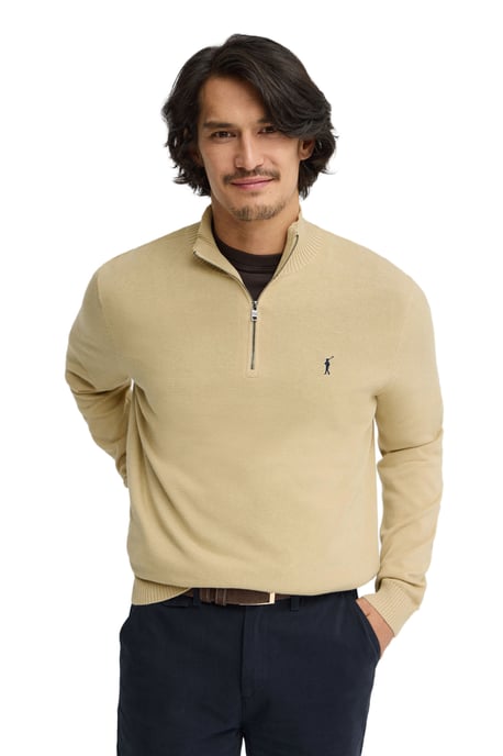 Pullover beige mit Zip-Kragen und Rigby Go Logo - Image 2