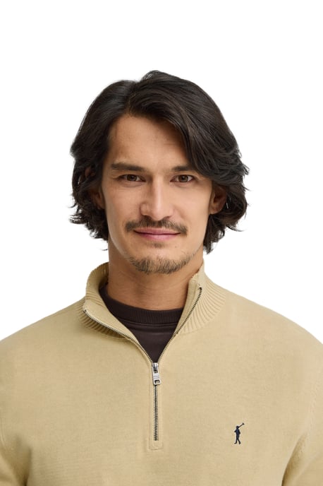 Pullover beige mit Zip-Kragen und Rigby Go Logo - Image 4