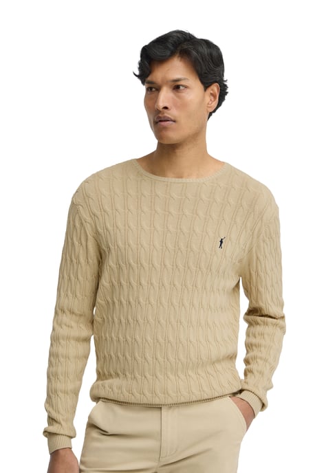 Strickpullover beige mit Zopfmuster und Rigby Go Logo - Image 2