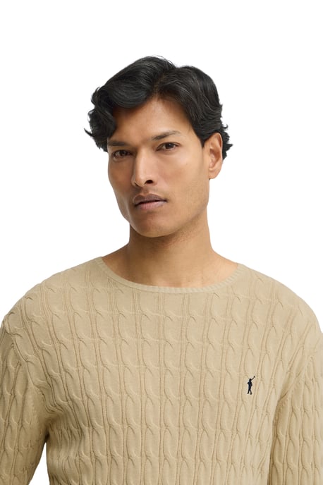 Strickpullover beige mit Zopfmuster und Rigby Go Logo - Image 4