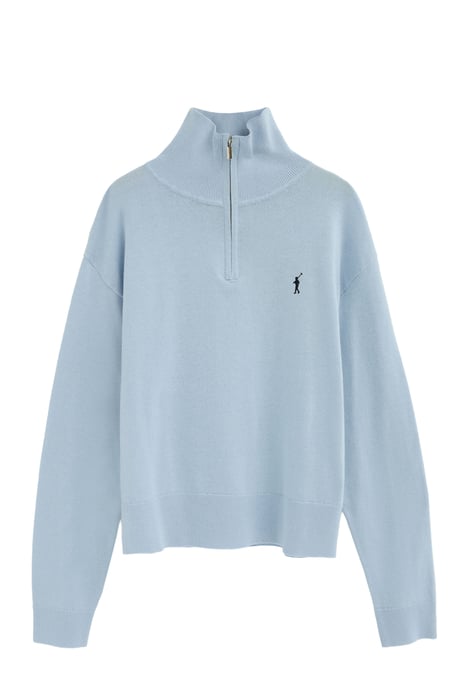 Pullover hellblau mit Zip-Kragen und Rigby Go Stickerei - Image 1