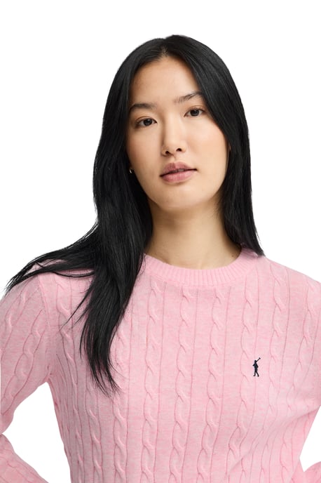 Strickpullover rosa mit Zopfmuster und Rigby Go Stickerei - Image 4