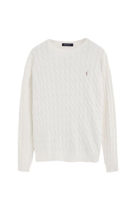 Zweierpack Herren-Strickpullover marineblau und ecru mit Zopfmuster und Rigby Go Logo - Image 2