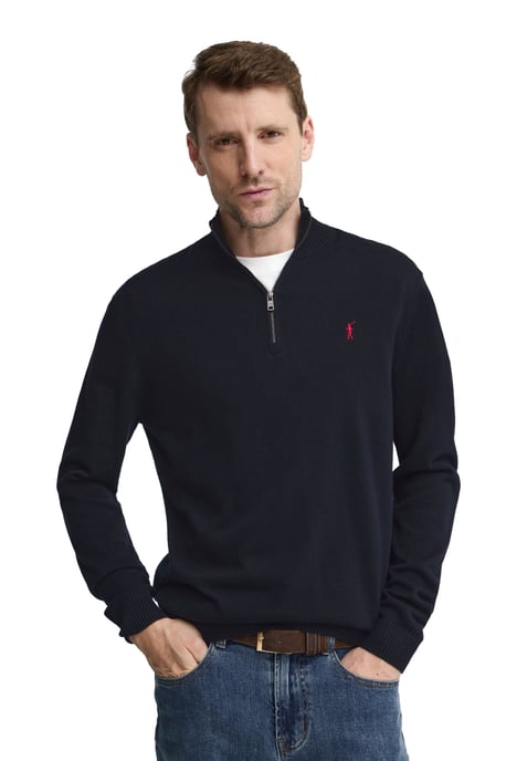 Pullover marineblau mit Zip-Kragen und Rigby Go Logo - Image 2