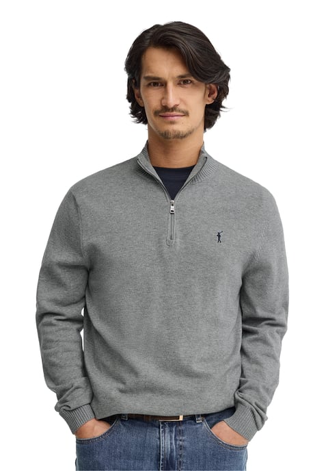 Pullover grau meliert mit Zip-Kragen und Rigby Go Logo - Image 2