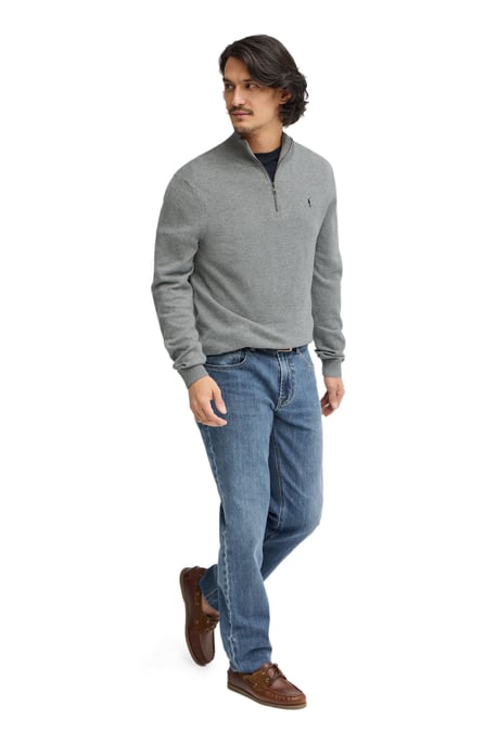Pullover grau meliert mit Zip-Kragen und Rigby Go Logo - Image 3