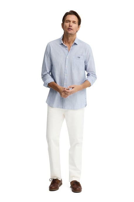 Gestreiftes Hemd Cotolino blau im Regular Fit mit Polo Club Stickerei - Image 2