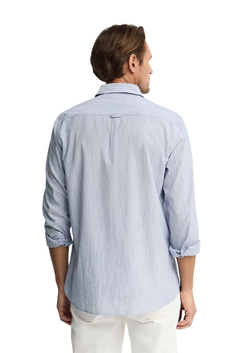 Gestreiftes Hemd Cotolino blau im Regular Fit mit Polo Club Stickerei - Image 4