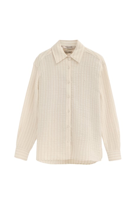 Hemd beige gestreift mit Crinkle-Effekt im Loose Fit mit Rigby Go Logo - Image 1