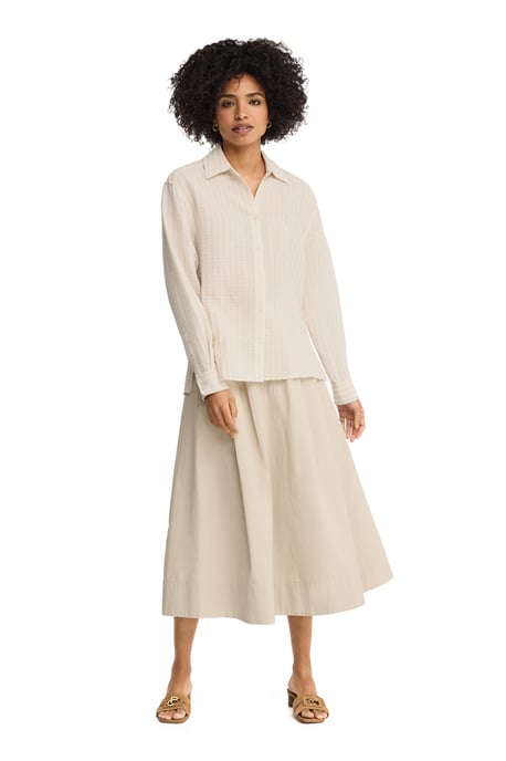 Hemd beige gestreift mit Crinkle-Effekt im Loose Fit mit Rigby Go Logo - Image 3