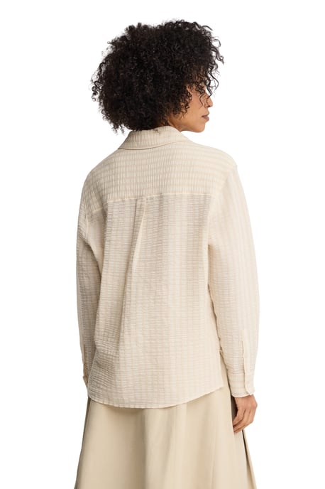 Hemd beige gestreift mit Crinkle-Effekt im Loose Fit mit Rigby Go Logo - Image 4