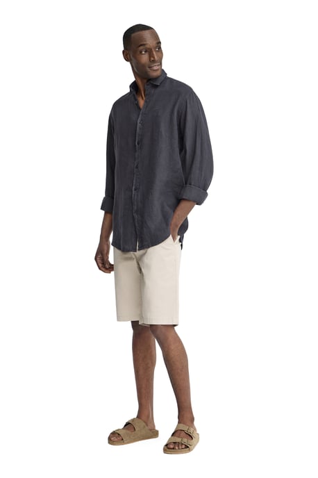 Hemd marineblau aus Leinen im Regular Fit mit Polo Club Patch - Image 3