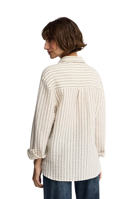Hemd marineblau gestreift mit Crinkle-Effekt im Loose Fit mit Rigby Go Logo - Image 4