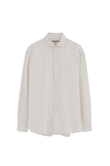 Gestreiftes Hemd Cotolino beige im Regular Fit mit Polo Club Stickerei - Image 1