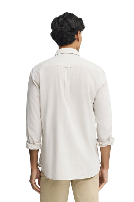 Gestreiftes Hemd Cotolino beige im Regular Fit mit Polo Club Stickerei - Image 4