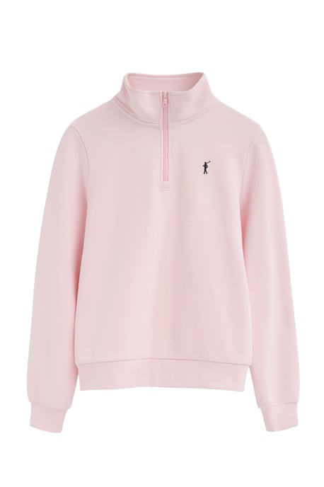Sweatshirt rosa mit Zip-Kragen und Rigby Go Logo - Image 1