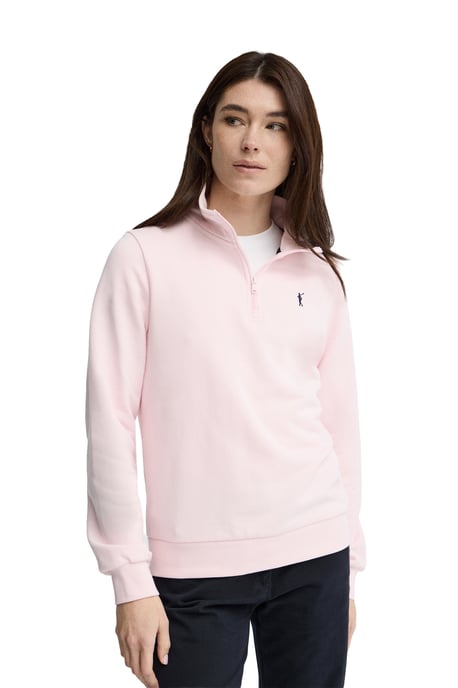 Sweatshirt rosa mit Zip-Kragen und Rigby Go Logo - Image 2