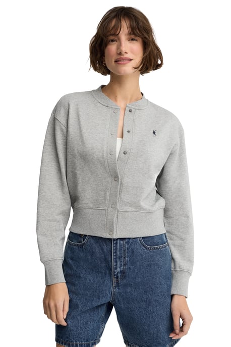 Cardigan aus Sweatshirtstoff grau meliert mit Rigby Go Stickerei - Image 2