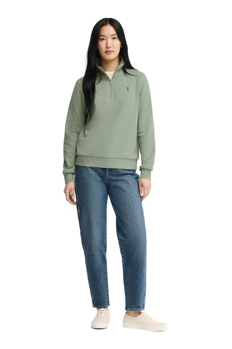 Sweatshirt blassgrün mit Zip-Kragen und Rigby Go Logo - Image 3