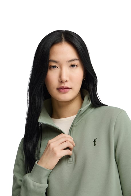 Sweatshirt blassgrün mit Zip-Kragen und Rigby Go Logo - Image 4