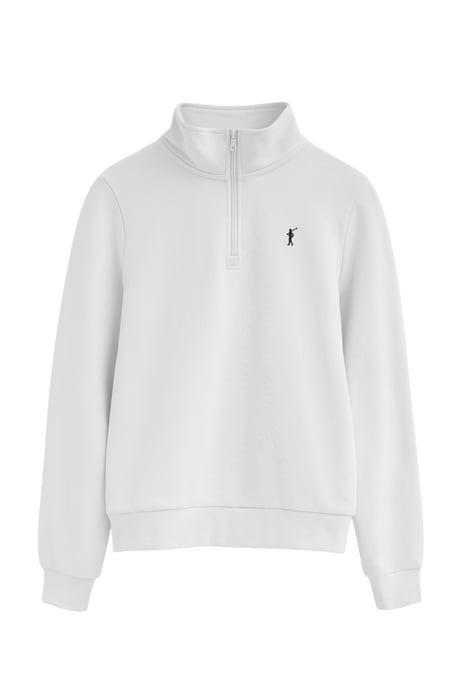 Sweatshirt weiß mit Zip-Kragen und Rigby Go Logo - Image 1