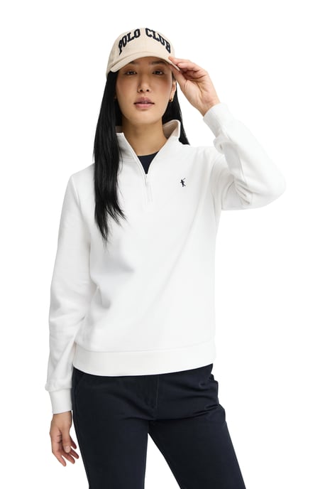 Sweatshirt weiß mit Zip-Kragen und Rigby Go Logo - Image 2