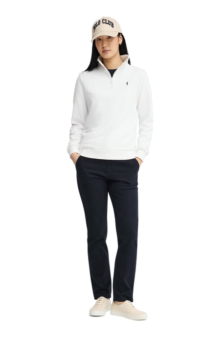 Sweatshirt weiß mit Zip-Kragen und Rigby Go Logo - Image 3