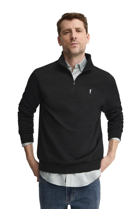 Sweatshirt schwarz mit hohem Zip-Kragen und Rigby Go Stickerei - Image 2