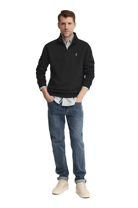 Sweatshirt schwarz mit hohem Zip-Kragen und Rigby Go Stickerei - Image 3