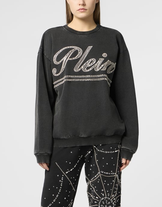 Washed Open Back Sweatshirt Strass Signature - Image 2